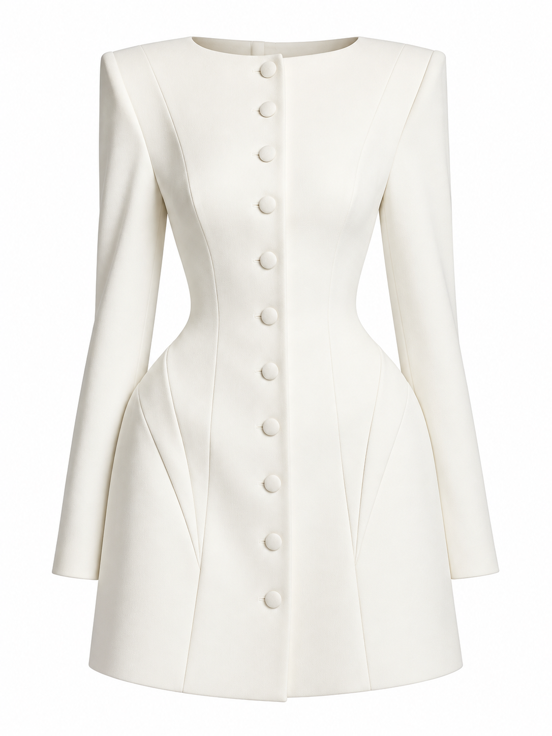 Ivory Sculpted Elegance Blazer Mini Dress