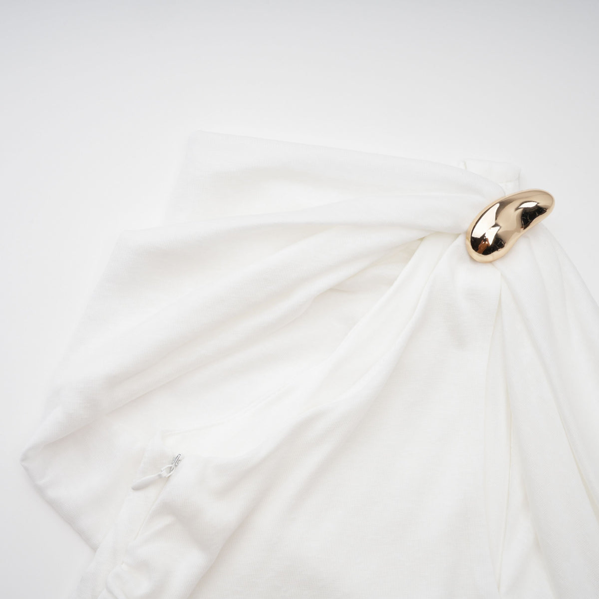 Sigrun White Asymmetrical Gathered Maxi Dress