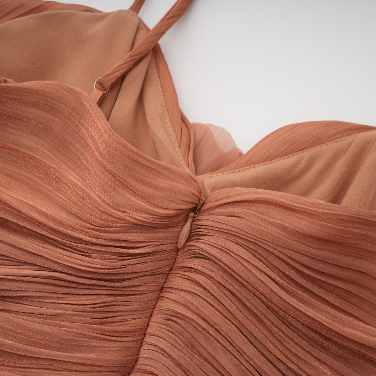 Camel Ruched Maxi Dress with 3D Florals
