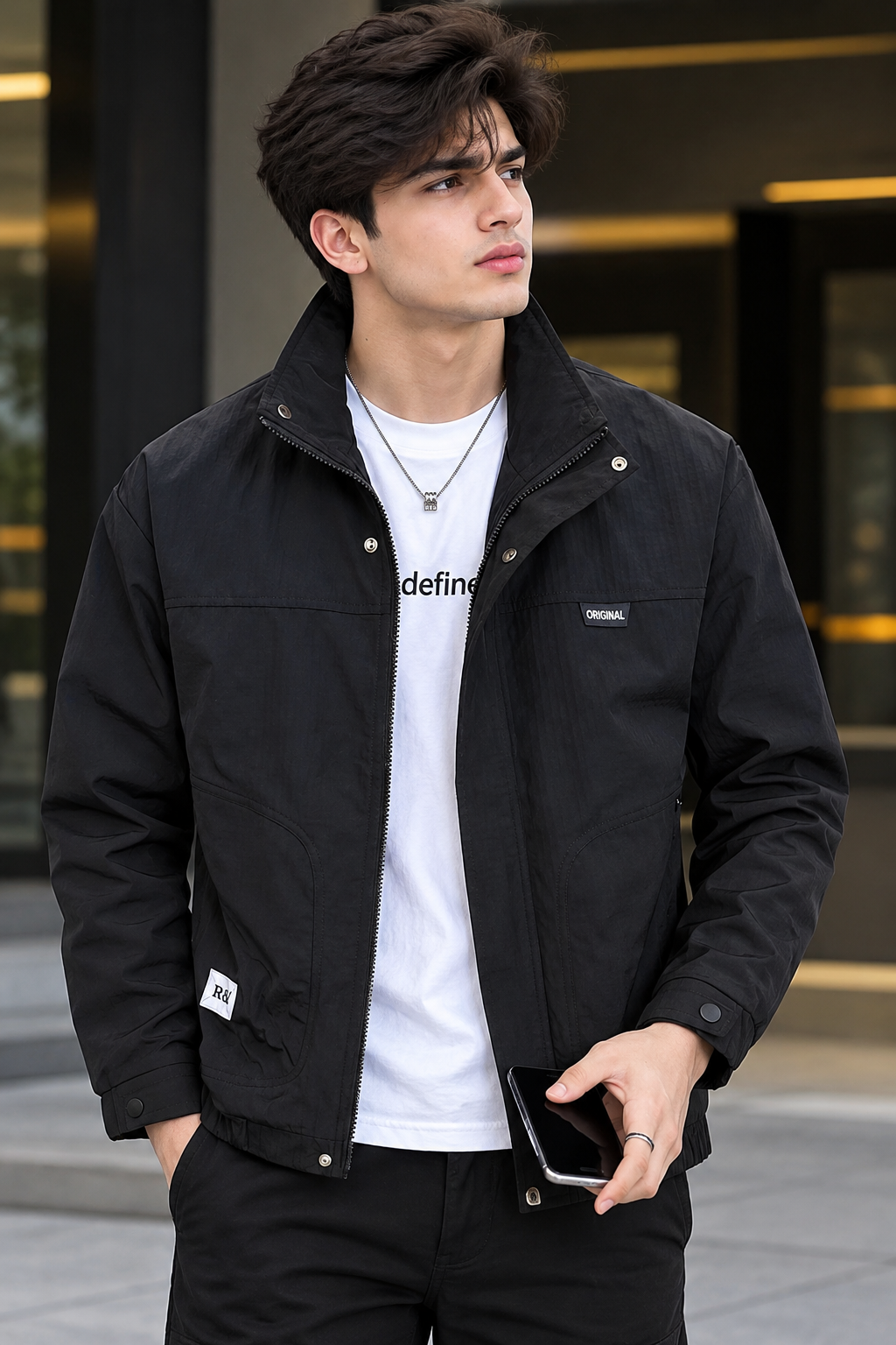 Men's Plus Size Minimalist Stand-Collar Casual Jacket
