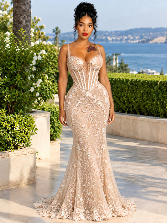 Vivienne Ivory Lace Corset Gown
