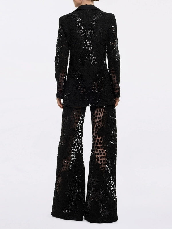 Midnight Luxe Sequin Lace Suit Set