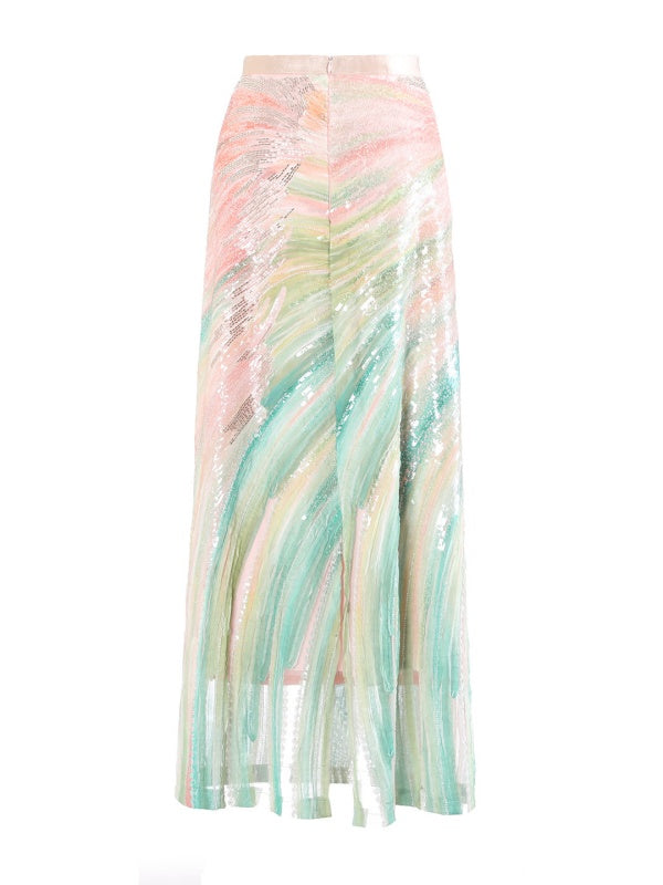 Pastel Waves Sequin Maxi Skirt