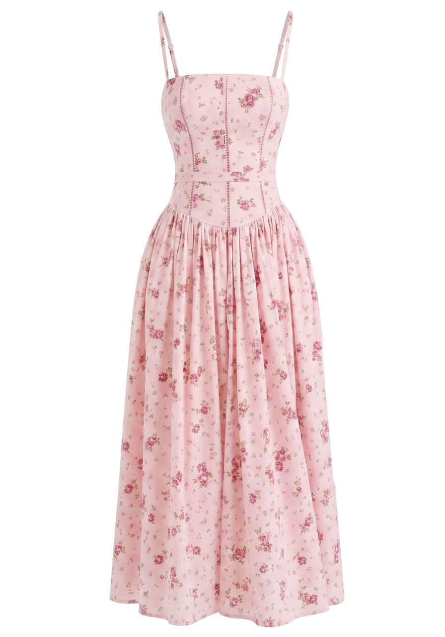 Floral A Line Maxi Dress Pink