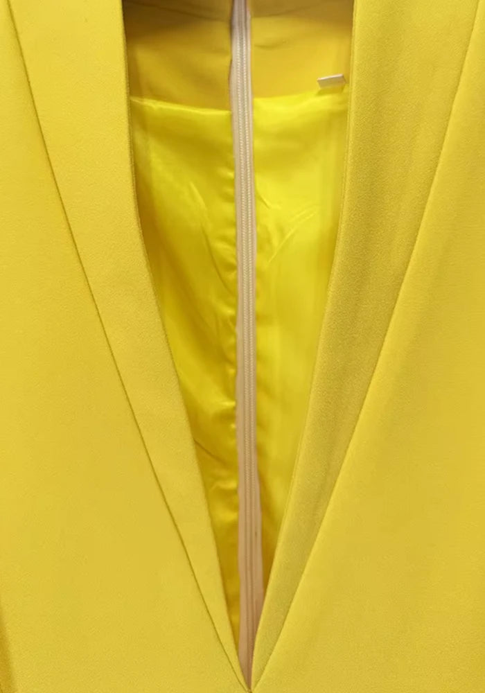 Long Sleeve Scalloped Hem Maxi Dress Yellow