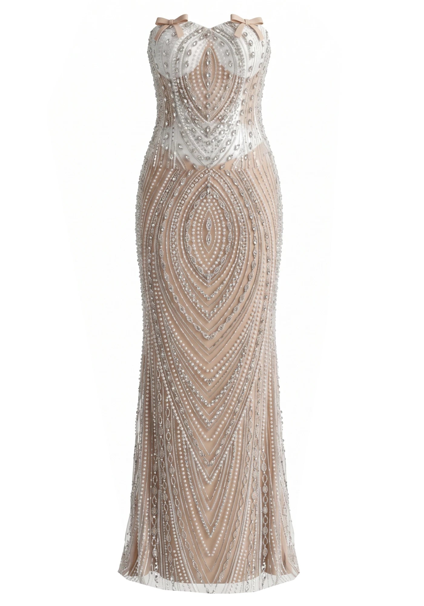 Strapless Embellished Maxi Dress Nude