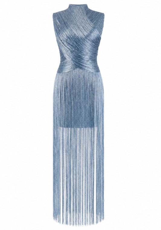 Tassel Detail Maxi Dress Blue