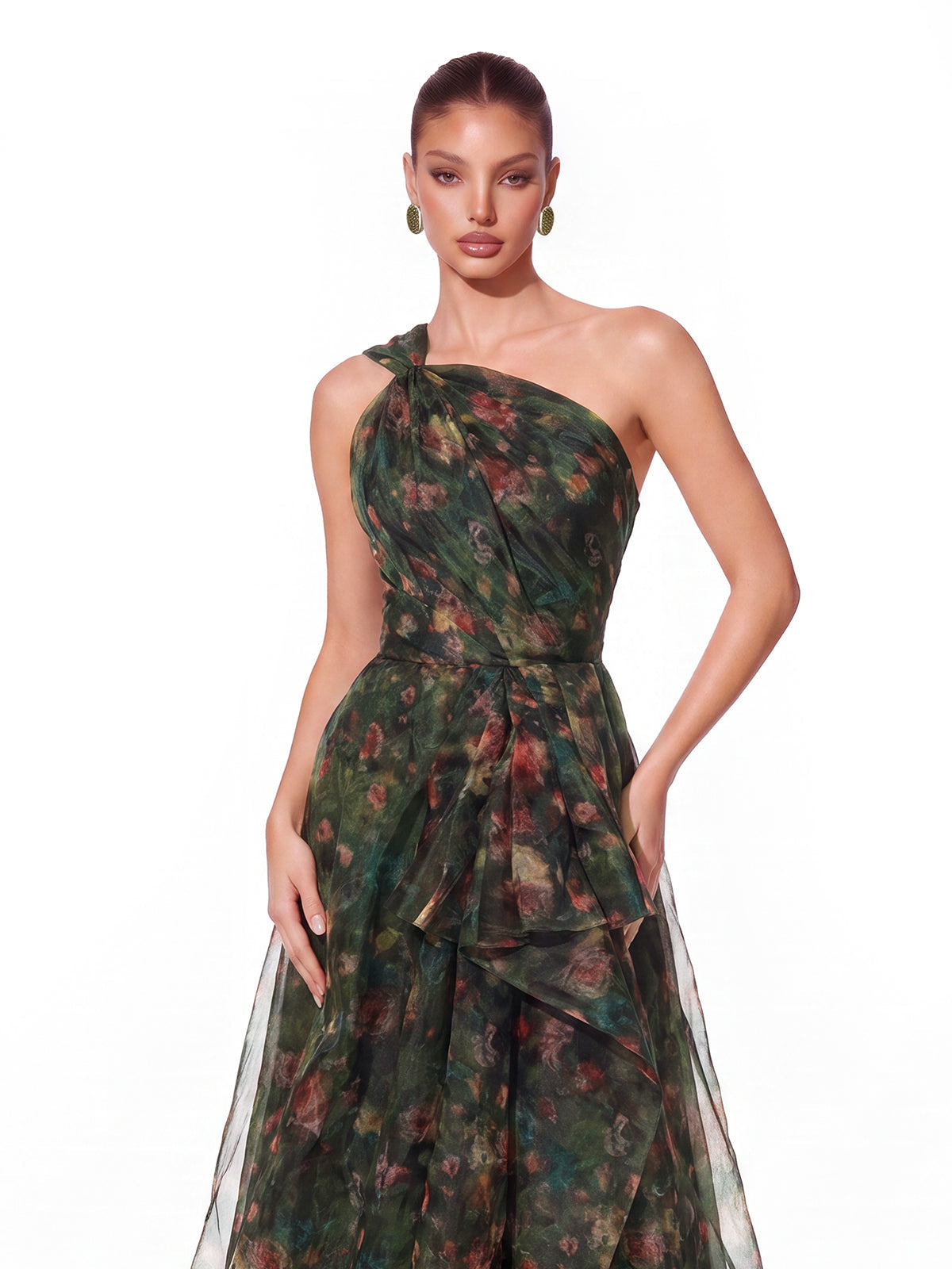One Shoulder Floral Maxi Dress