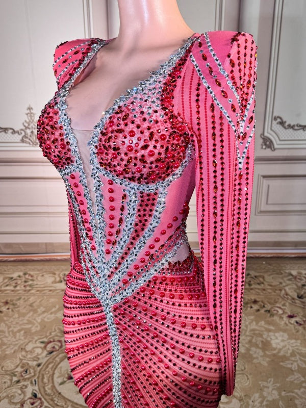 Rosé Radiance Crystal Gown