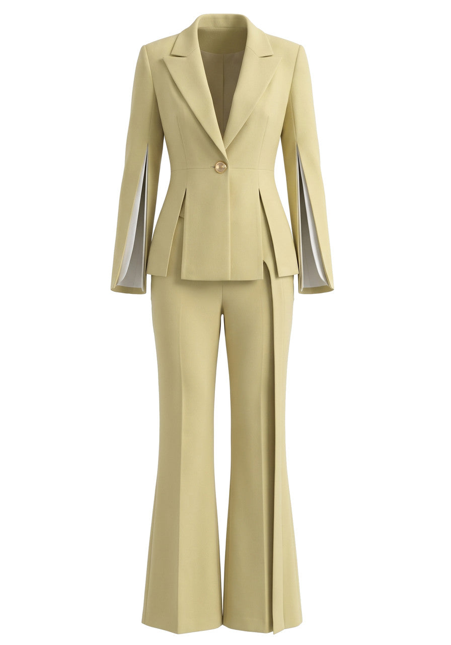 Long Cut Sleeve Suit Khaki