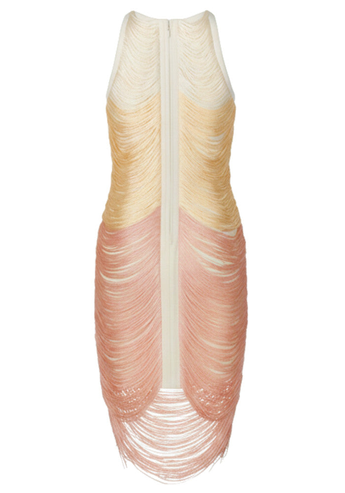 Tassel Detail Dress Gold Pink