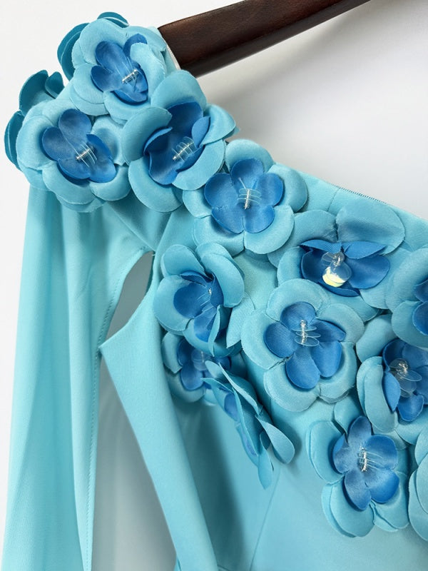 Aqua Blossom Gown
