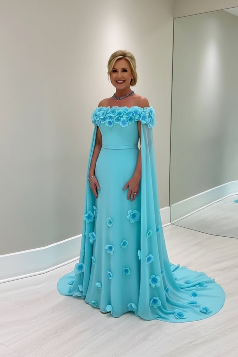 Aqua Blossom Gown