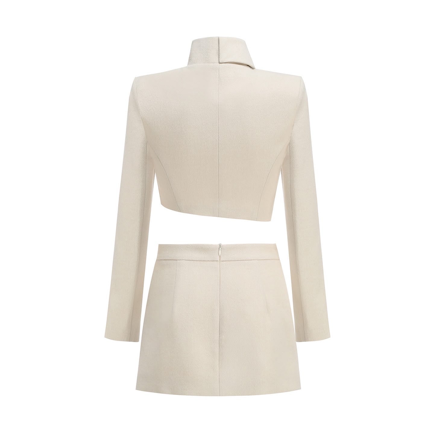 Ivory Luxe Cropped Blazer & Mini Skort Set