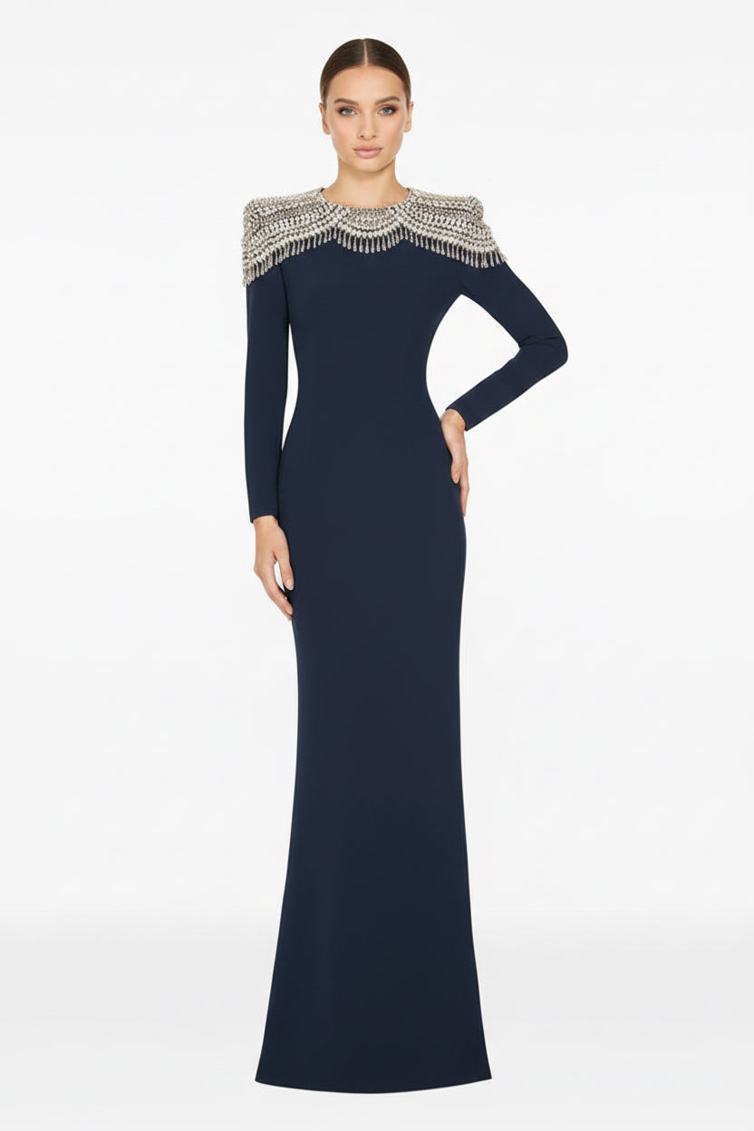 Midnight Royal Embellished Maxi Dress