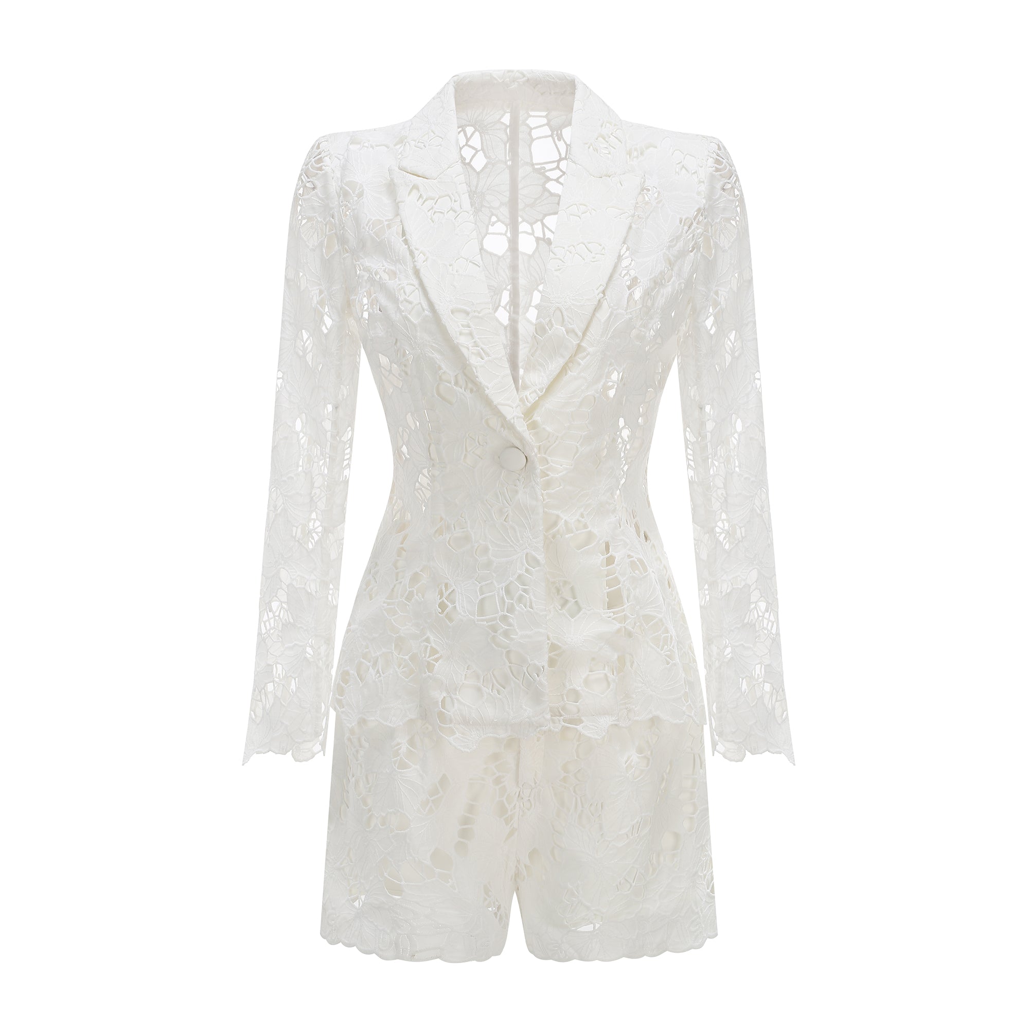 The Ivory Lace Blazer and Shorts Set