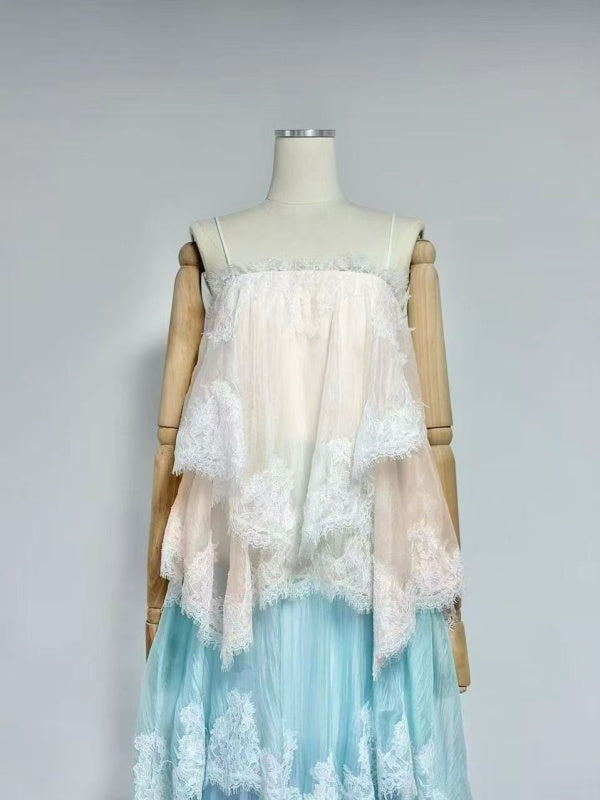 Coastal Dream Lace Maxi Dress blue