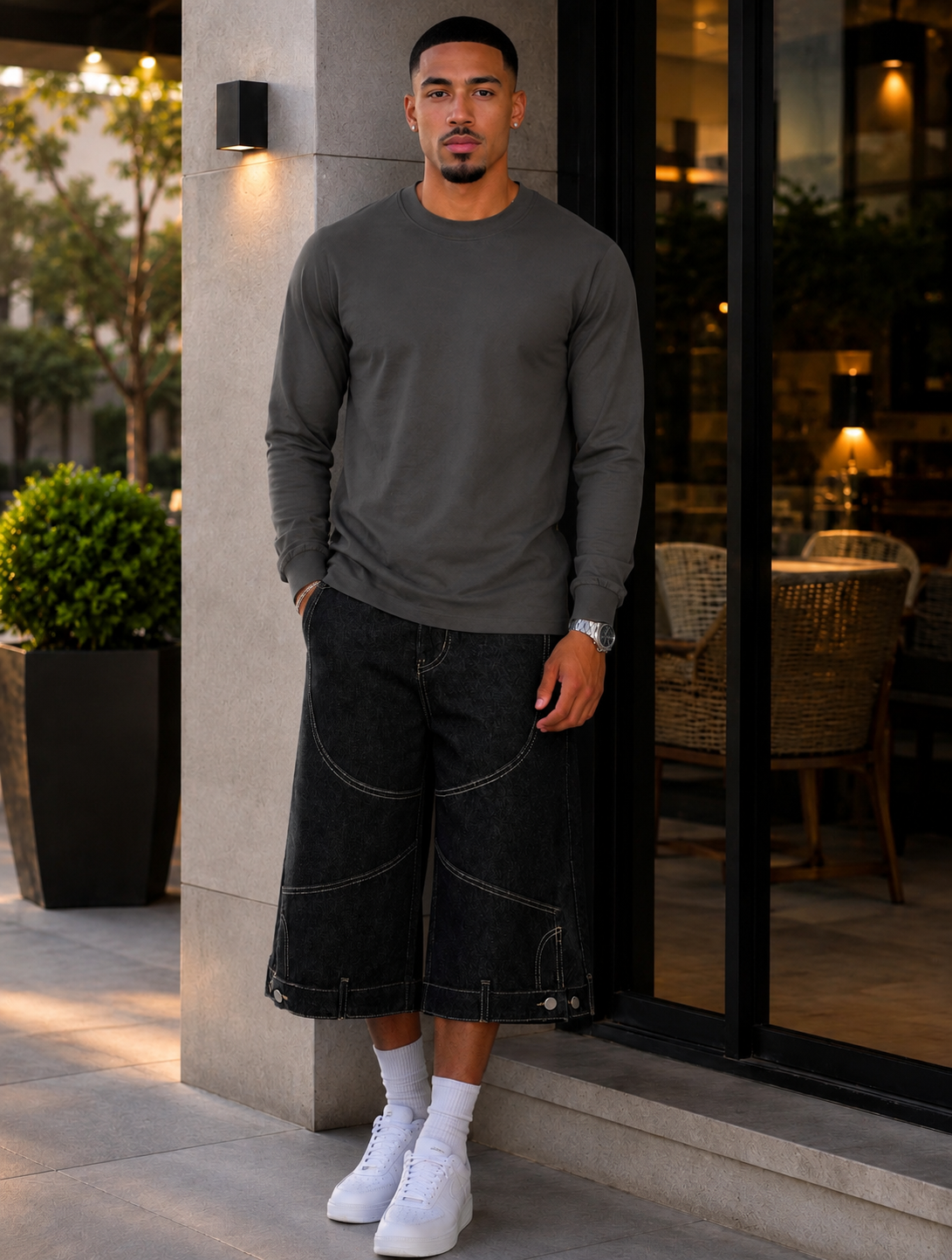 Men's Full Size High-Waisted Wide-Leg Denim Capris Plus Size