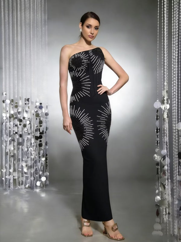 Midnight Starburst Crystal Dress black