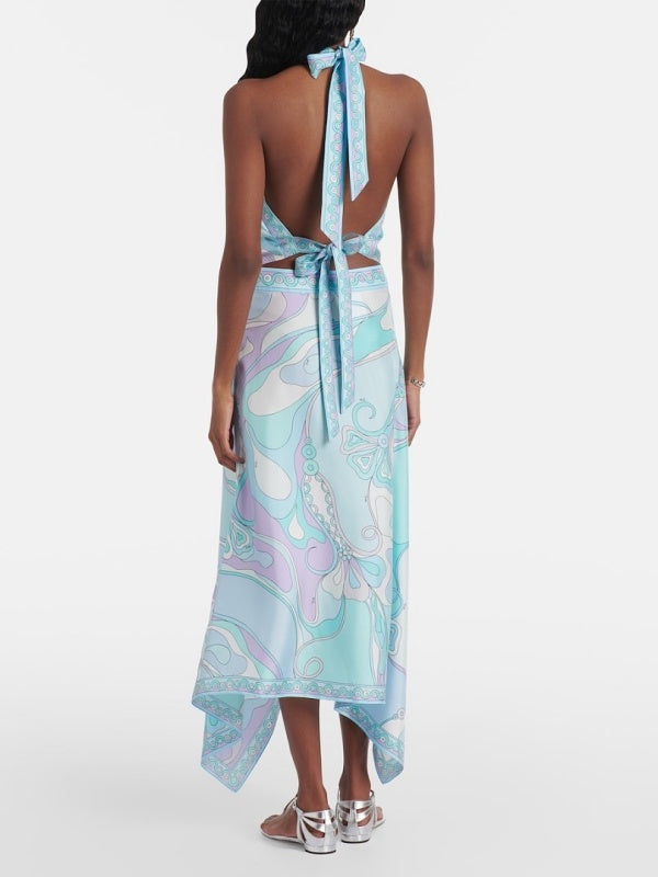 Azure Riviera Asymmetrical Skirt Set