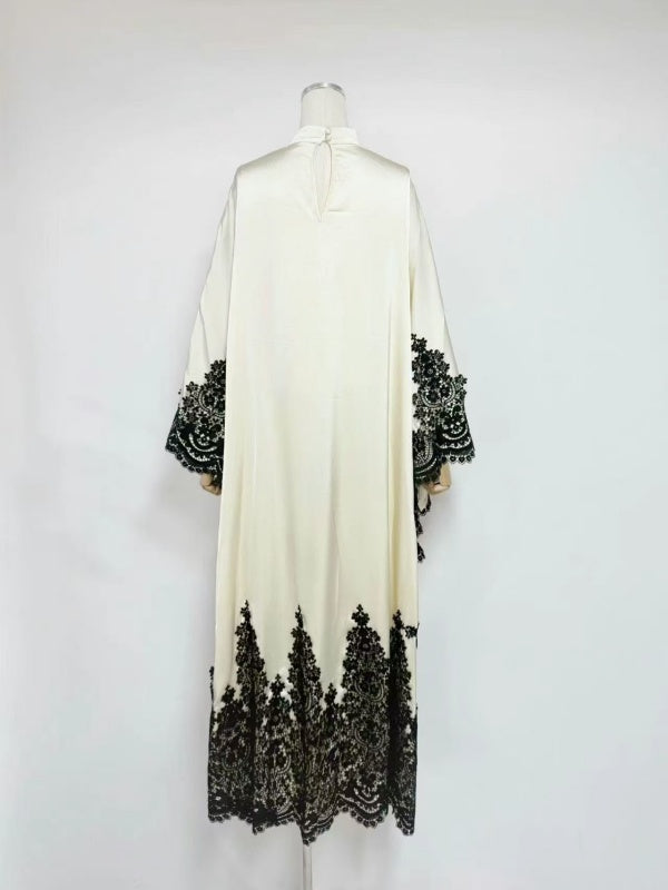 Ivory Noir Lace Cape Maxi Dress