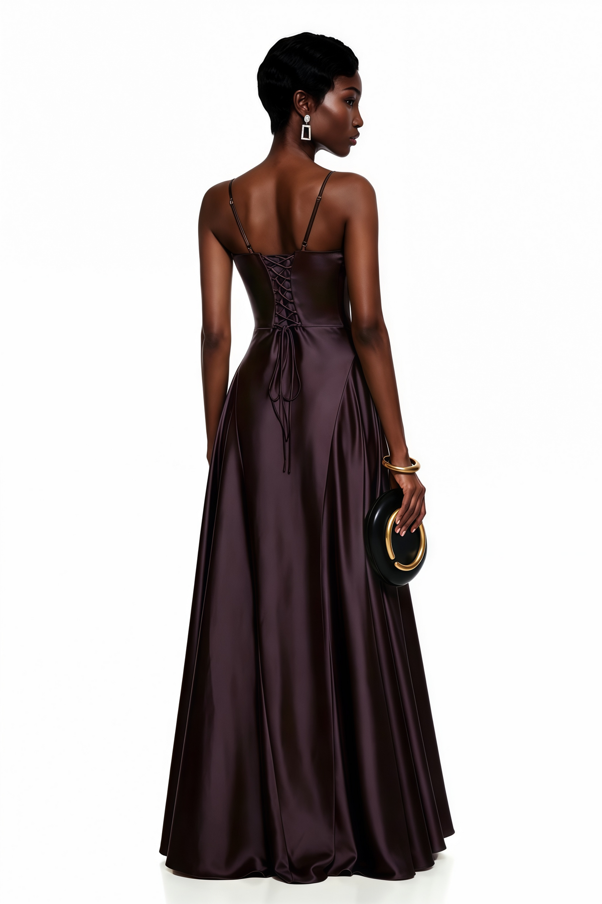Midnight Plum Satin Gown