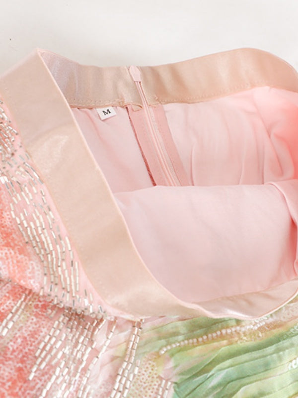 Pastel Waves Sequin Maxi Skirt