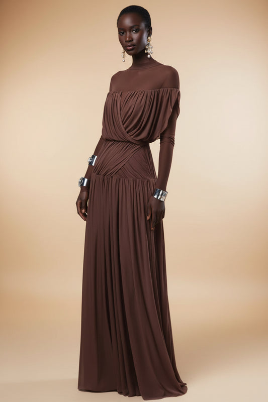 Mocha Muse Draped Maxi Dress