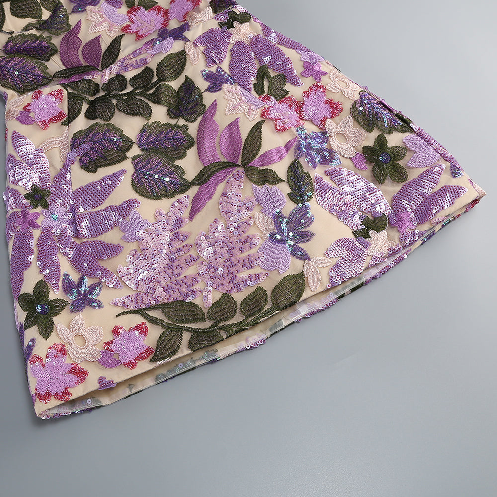 Enchanted Bloom Sequin Mini Dress