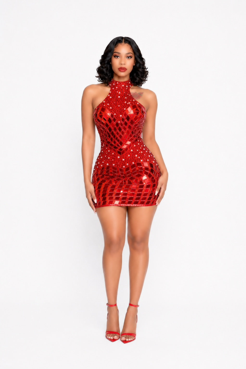 Off the Shoulder red Bodycon Mini Dress