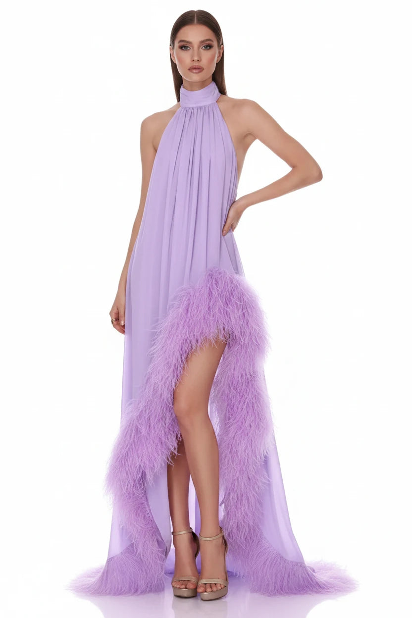 Lavender Feather Elegance Gown
