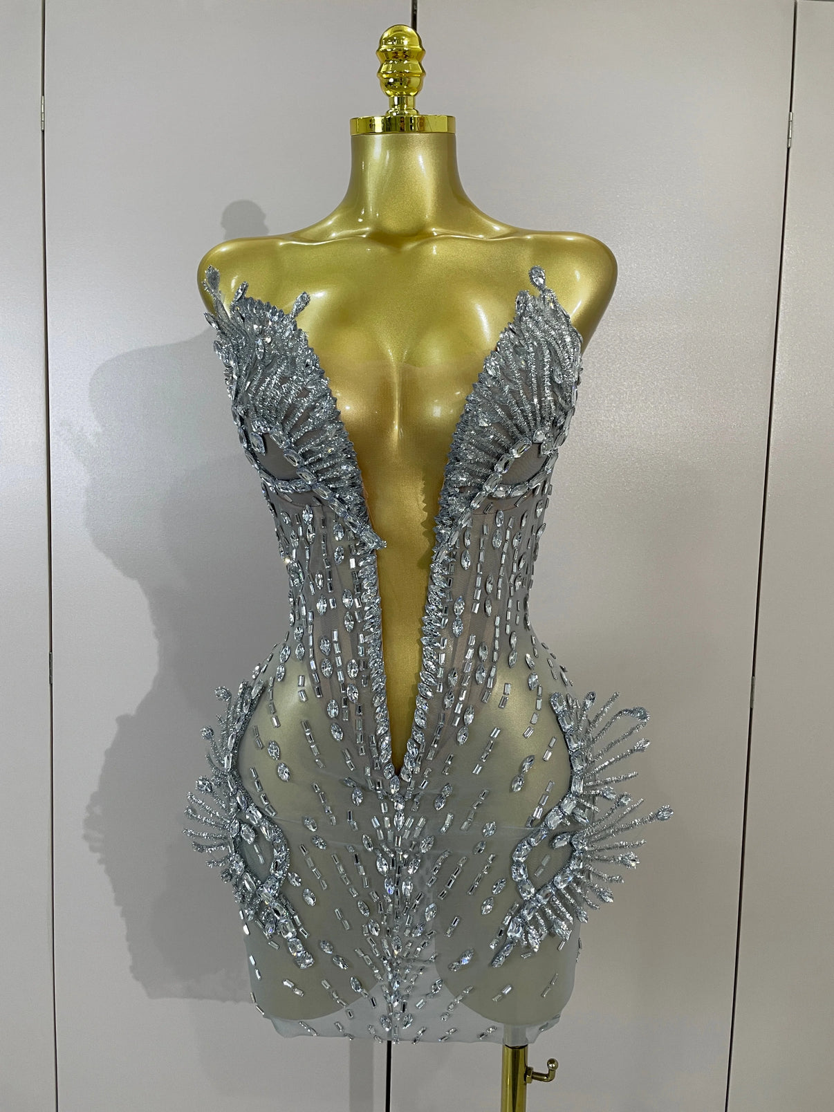 The Crystal Wing-Embellished Mini Dress