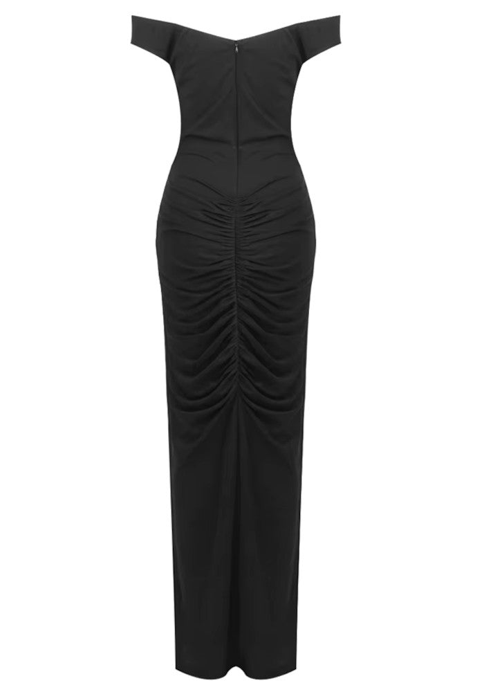 Bardot Draped Maxi Dress Black