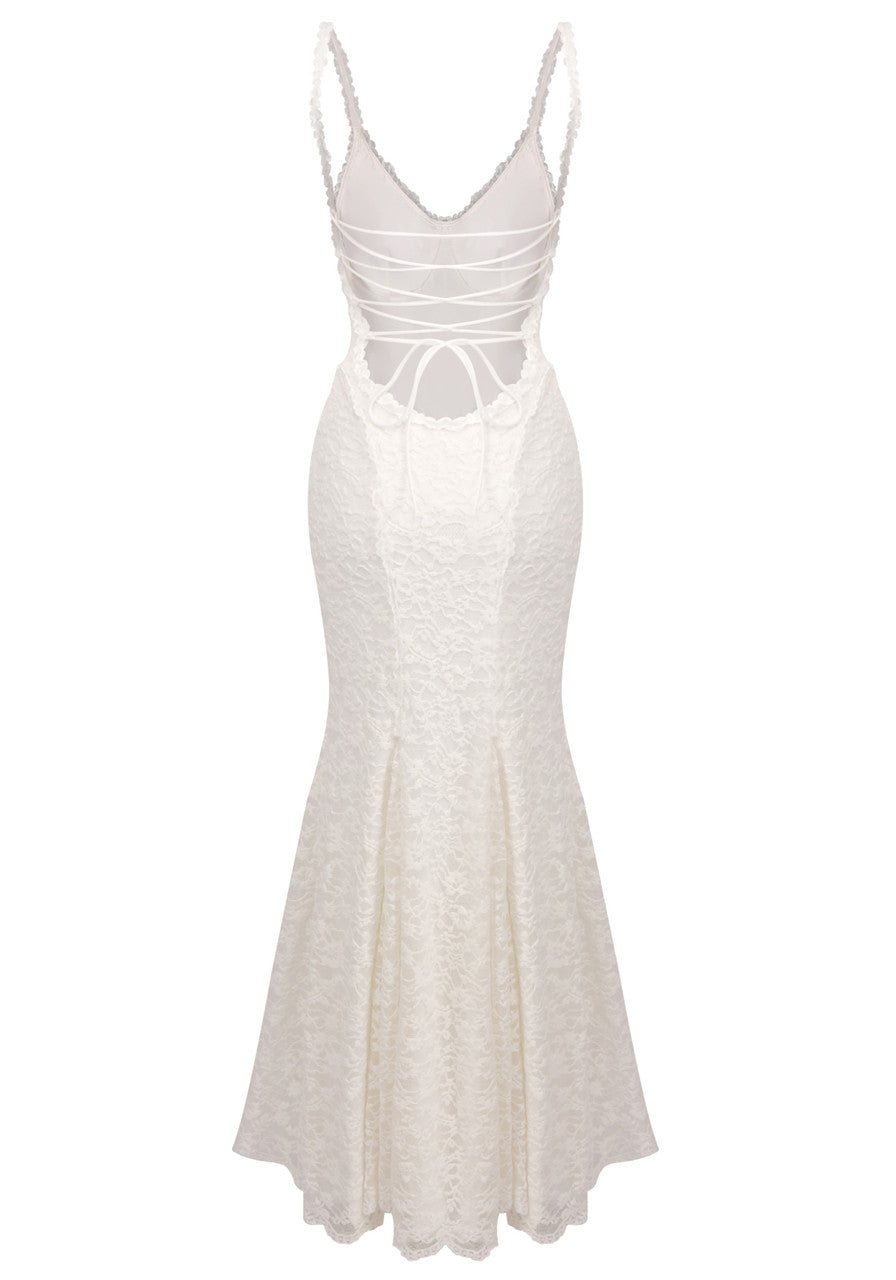 Strappy Lace Maxi Dress Ivory