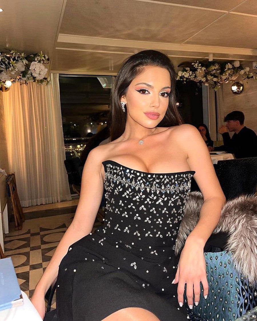 Strapless Crystal A Line Dress