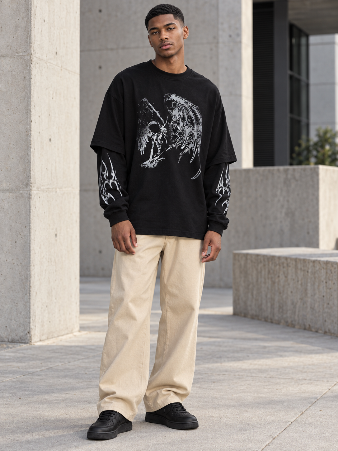 Men's Plus Size Graphic Round Neck T-Shirt