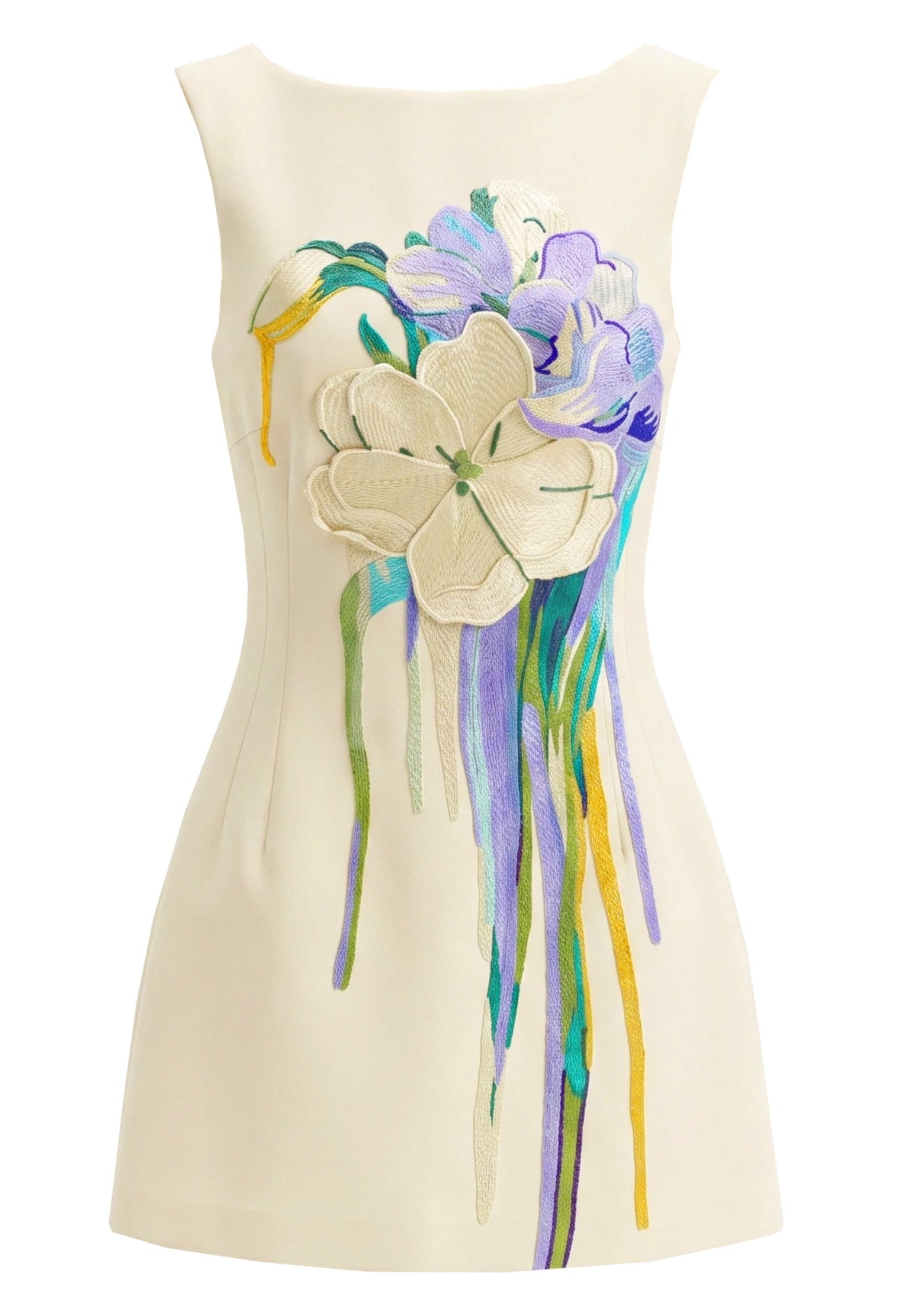Floral Detail A Line Dress Yellow