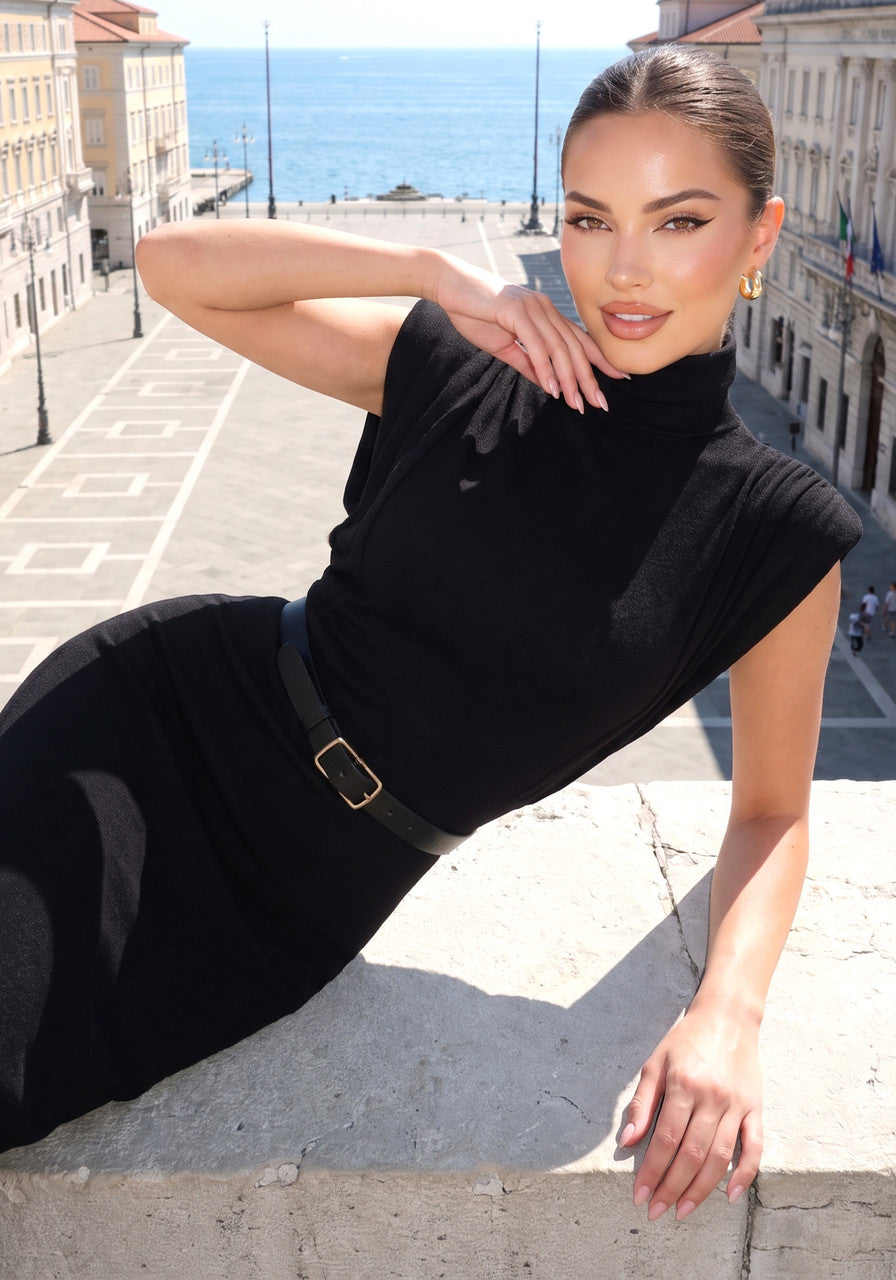 Belt Detail Maxi Dress Black