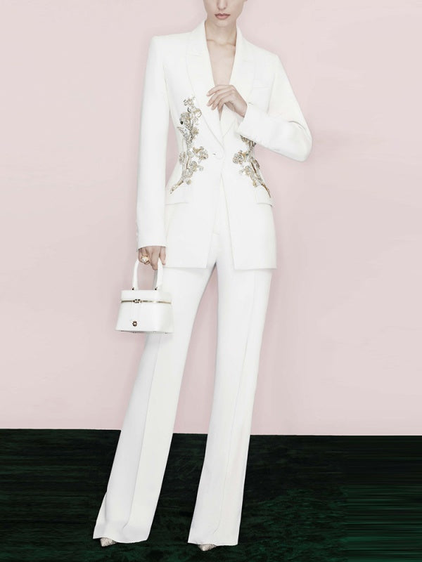 Ivory Royale Embellished Power Suit