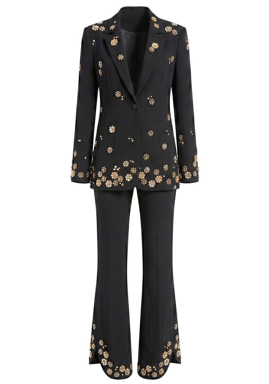 Crystal Flower Suit Black
