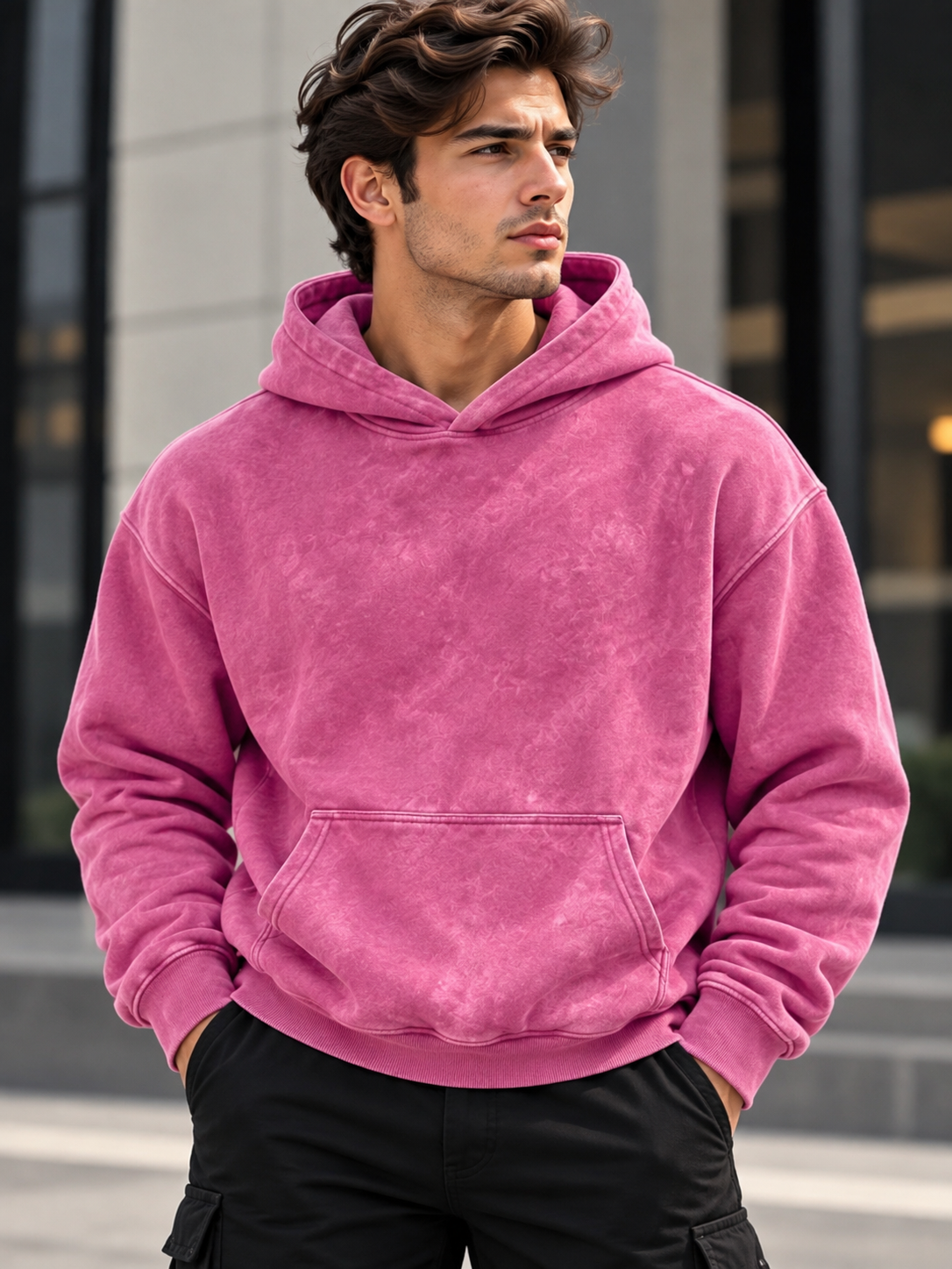 Men's Vintage Washed Dropped Shoulder Hoodie