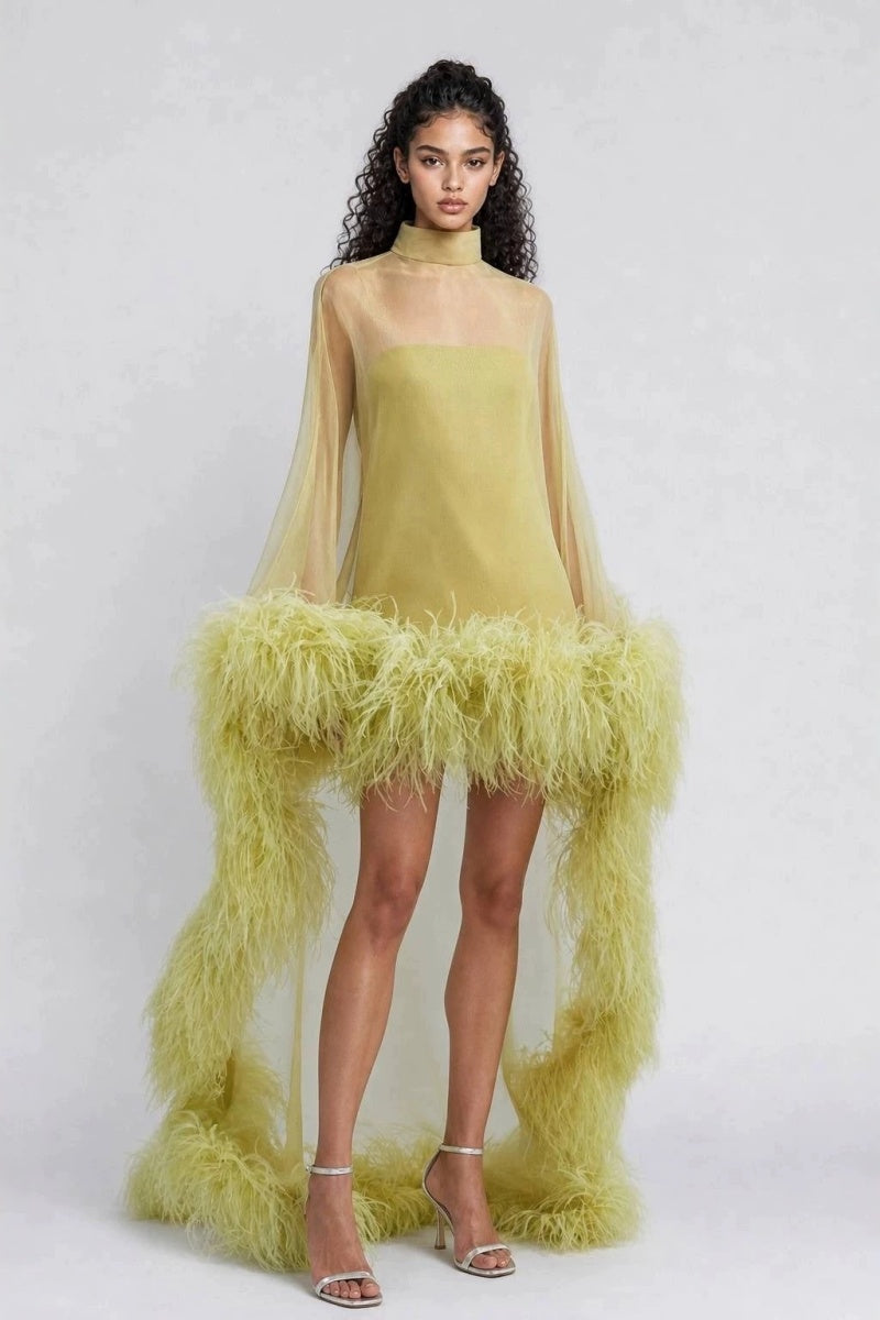 The Celeste Feather Mini Dress