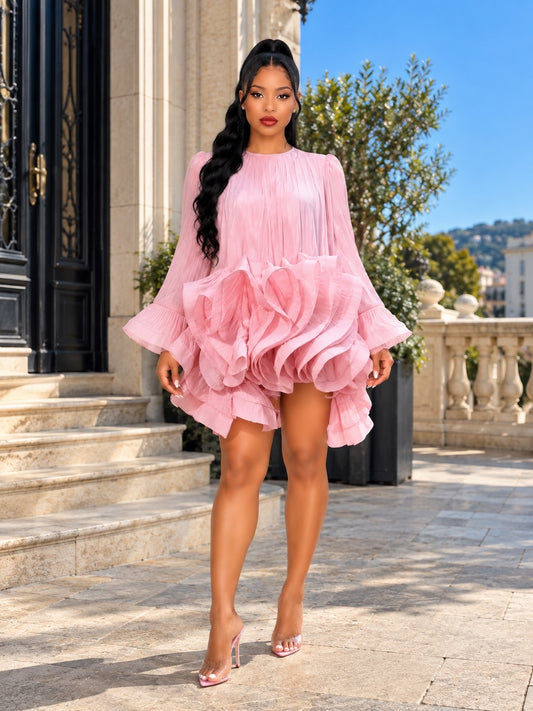 The Cloud Ruffle Mini Dress pink
