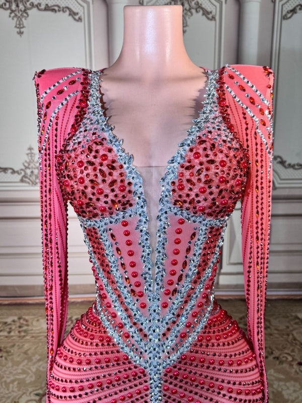 Rosé Radiance Crystal Gown