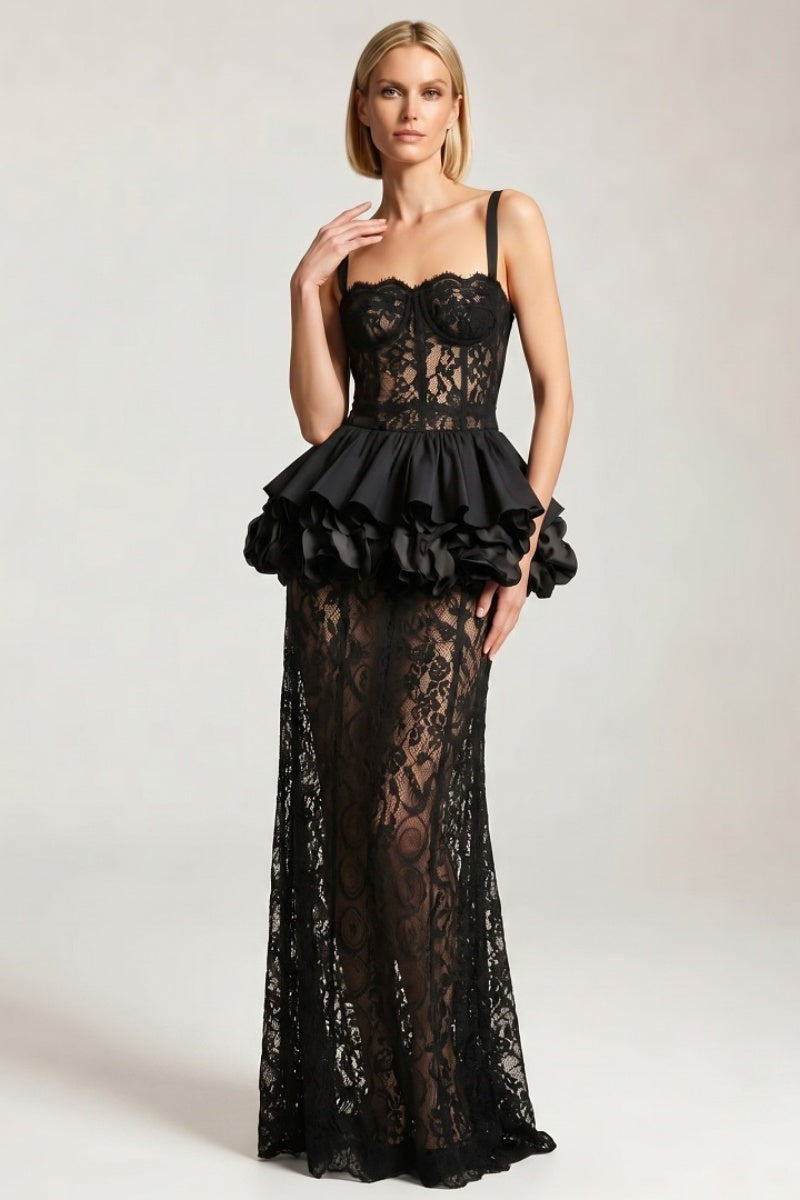 Midnight Romance Lace Gown