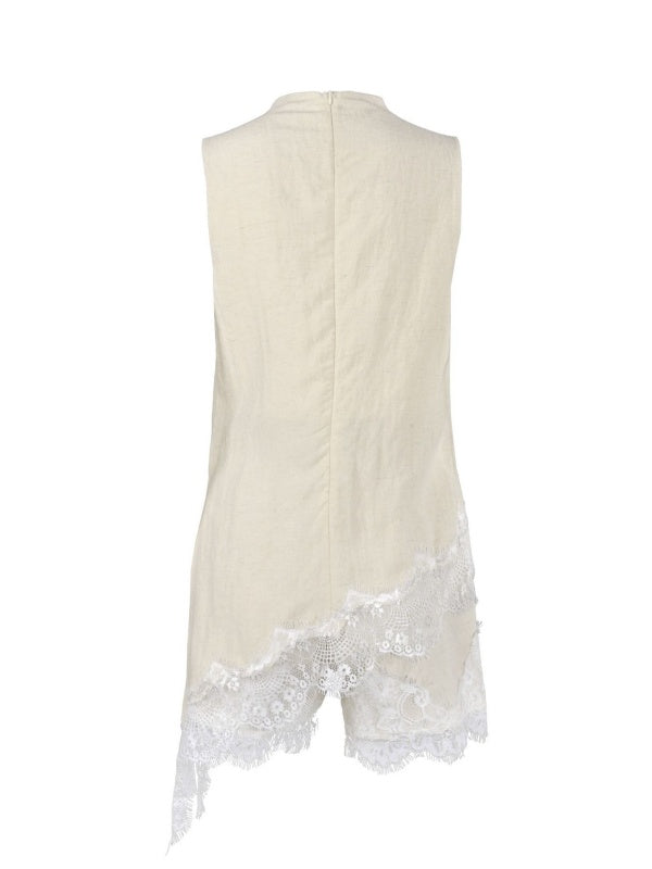 Ivory Lace-Trim Asymmetrical set