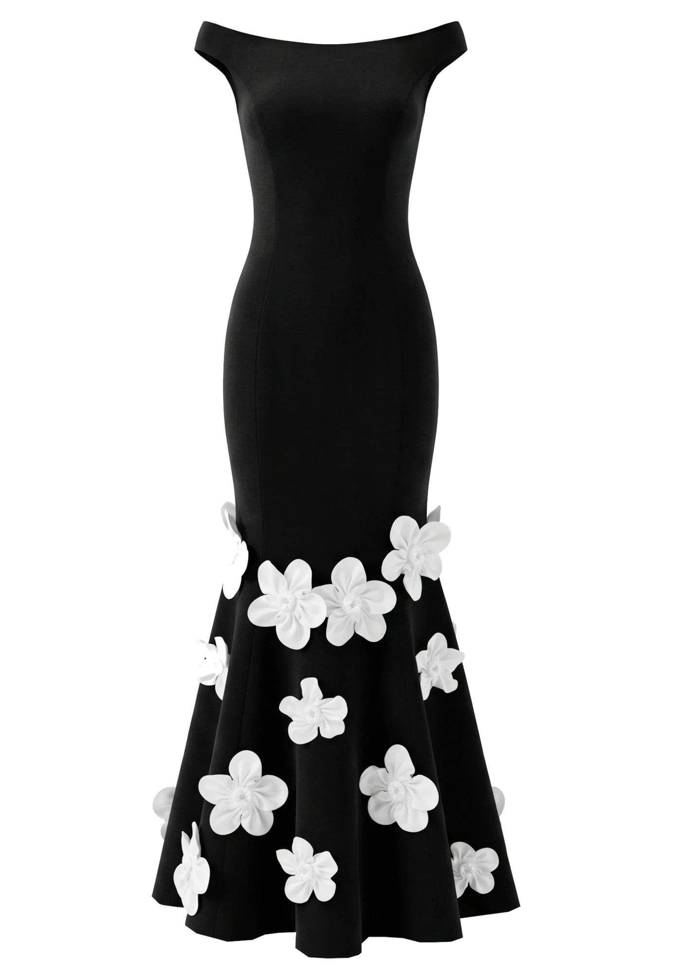 Bardot Floral Mermaid Maxi Dress Black White
