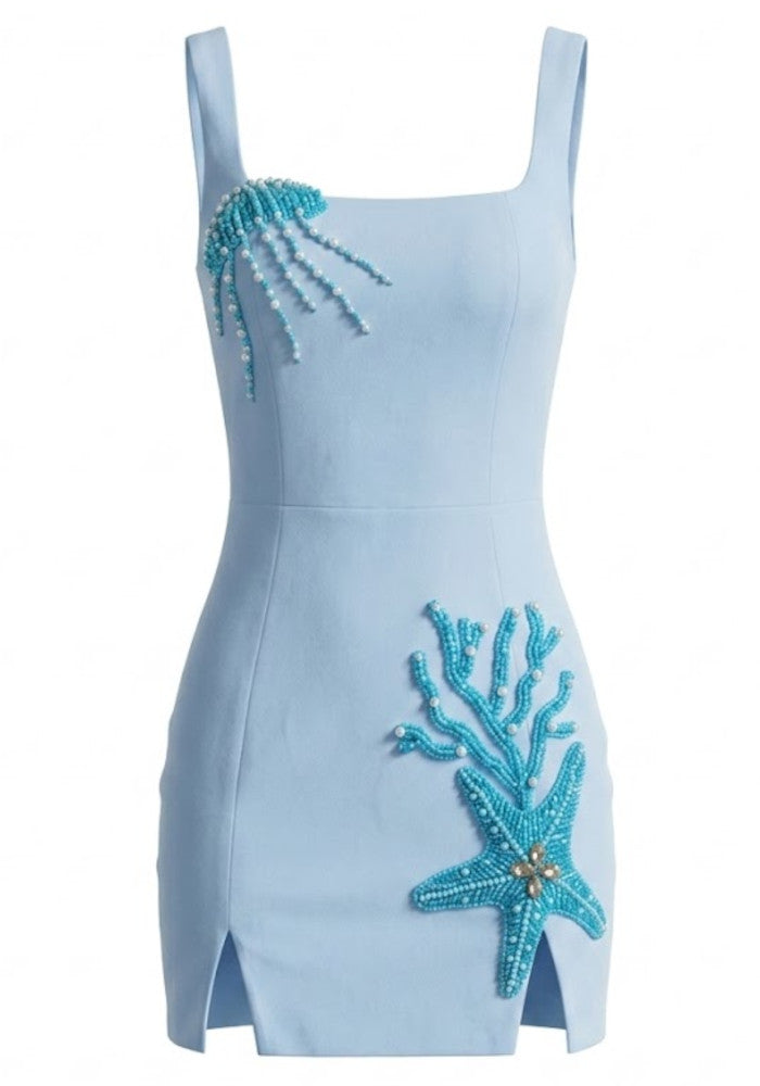 Embellished Star Detail Corset Dress Blue