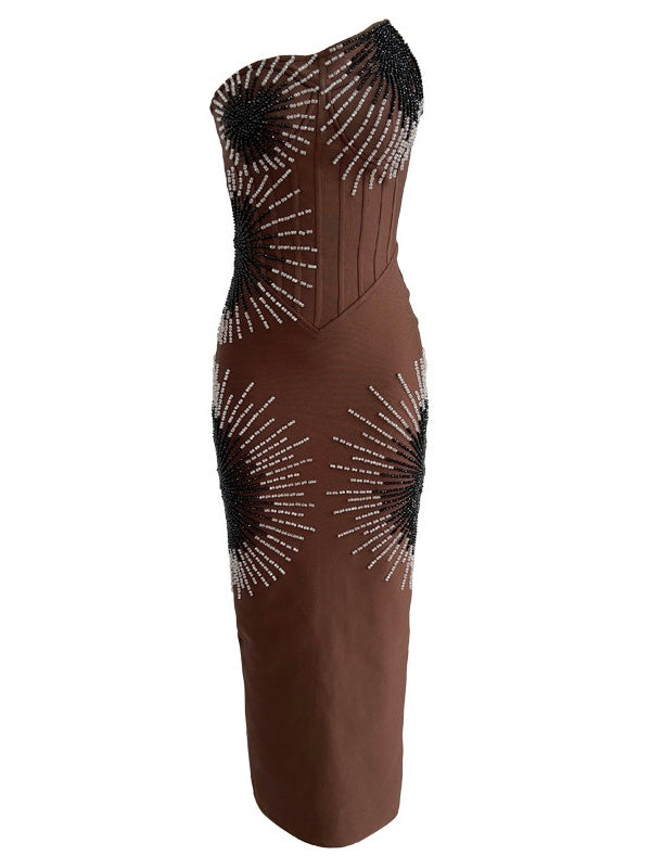 Midnight Starburst Crystal Dress brown