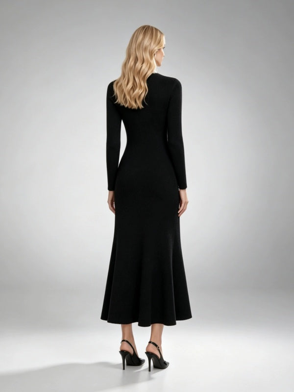 Parisian Pearl-Trim Maxi Dress